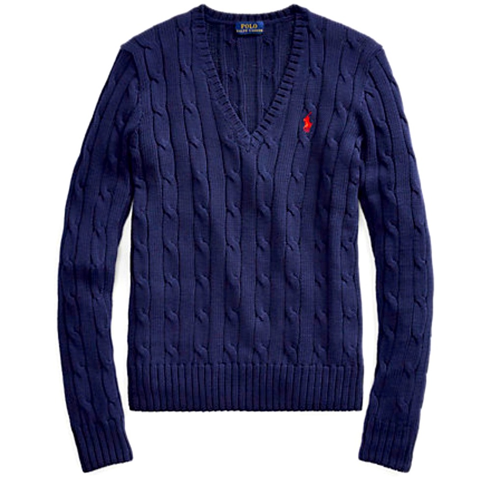 Ralph Lauren Polo Cable Knit V-Neck Sweater
